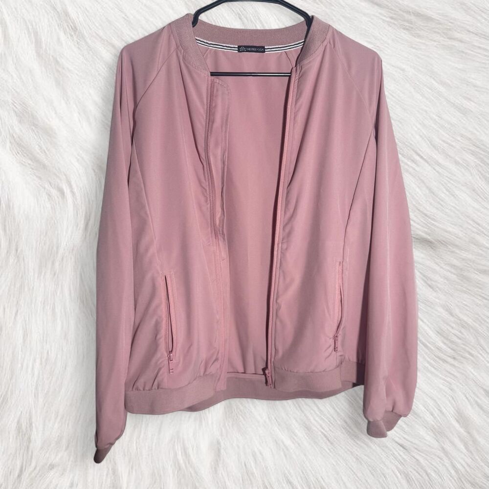 The Free Yoga pink lightweight zipper bomber jacket XL with side pockets, new
